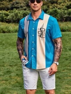 Men Striped & Geo Graphic Shirt -Man Plus Fashion 168240202275d5975ce61a0d8187d512c78fbbf140 thumbnail 405x552