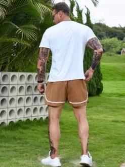 Manfinity Sporsity Men Letter Graphic Drawstring Waist Contrast Tape Shorts