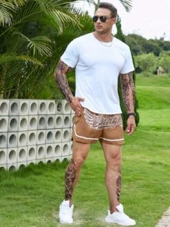 Manfinity Sporsity Men Letter Graphic Drawstring Waist Contrast Tape Shorts -Man Plus Fashion 16824107510ecf0f8fe3319a6703ffa544f73ff86f thumbnail 405x552