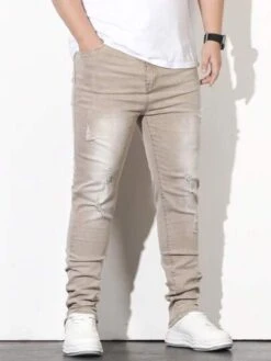 Manfinity Homme Men Cotton Ripped Frayed Bleach Wash Skinny Jeans -Man Plus Fashion 1682419931ad960fd241514513b7b59a82c7f970b7 thumbnail 405x552