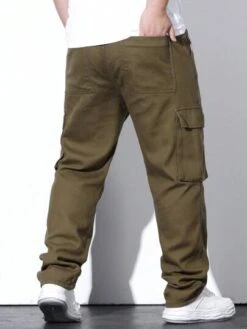 Manfinity LEGND Men Cotton Flap Pocket Side Drawstring Waist Cargo Pants
