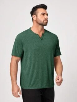 Manfinity Basics Men Solid Notched Neck Tee -Man Plus Fashion 16825675137355abb234a8cf230e932360ca62c111 thumbnail 405x552