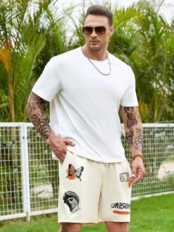 Manfinity Hypemode Men Letter & Figure Graphic Drawstring Waist Shorts -Man Plus Fashion 16825780449eeff38cfed3693c52070995a94eb109 thumbnail 405x552