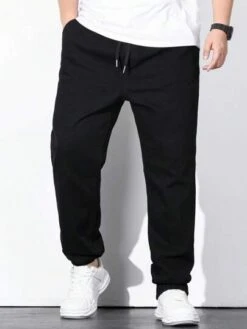 Manfinity Homme Men Cotton Solid Drawstring Waist Straight Leg Jeans -Man Plus Fashion 1683263536b6002df349c92c7a4a31fa099c534456 thumbnail 405x552