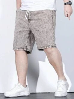 Manfinity Homme Men Cotton Drawstring Waist Denim Shorts -Man Plus Fashion 16832635844378a3f9902f6d2d942f12cae9dcb92d thumbnail 405x552