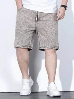 Manfinity Homme Men Cotton Drawstring Waist Denim Shorts -Man Plus Fashion 16832635867637cc0d2f50956984f05c1aa198724f thumbnail 405x552