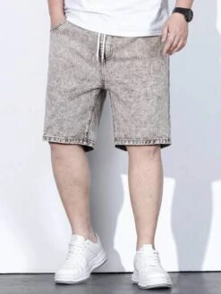Manfinity Homme Men Cotton Drawstring Waist Denim Shorts -Man Plus Fashion 1683263591b80f0d3fb8905e75847a508b00ed370b thumbnail 405x552