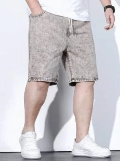 Manfinity Homme Men Cotton Drawstring Waist Denim Shorts -Man Plus Fashion 16832635939211bc7831383cd13c0018daf7d96581 thumbnail 405x552
