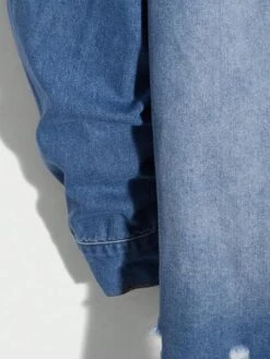 Manfinity Hypemode Men Cotton Ripped Raw Hem Denim Shirt Without Hoodie -Man Plus Fashion 168326837135f68de51be3d1efefb0715b79789865 thumbnail 405x552