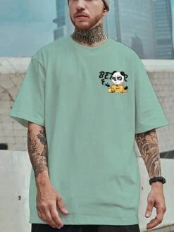 Manfinity EMRG Men Cartoon & Slogan Graphic Drop Shoulder Tee