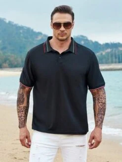 Manfinity Homme Men Striped Trim Polo Shirt -Man Plus Fashion 168344636468397d4d9e78f0229ce9742d6663e153 thumbnail 405x552