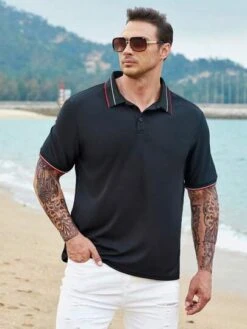 Manfinity Homme Men Striped Trim Polo Shirt -Man Plus Fashion 1683446369ad84892fec8b38b88fc881e117c3e56f thumbnail 405x552