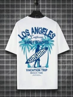 Manfinity Chillmode Men Letter & Palm Tree Print Tee -Man Plus Fashion 168378992898754bab4124c40d908c02fe6735a2bb thumbnail 405x552