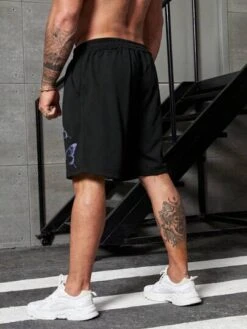 Manfinity Homme Men Butterfly Print Drawstring Waist Shorts