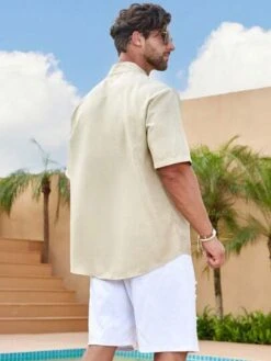 Manfinity Homme Men Solid Pocket Patched Shirt