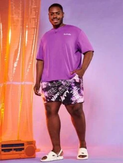 Manfinity EMRG Men Tie Dye Slogan Graphic Drawstring Waist Shorts -Man Plus Fashion 1683868246a31184cef42db95bf019a8d9b374ed85 thumbnail 405x552