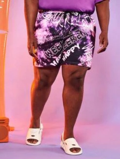 Manfinity EMRG Men Tie Dye Slogan Graphic Drawstring Waist Shorts -Man Plus Fashion 168386824922e281482d8d029841c787ac7baa877f thumbnail 405x552
