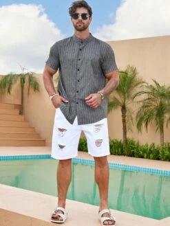 Manfinity Homme Men Striped Print Shirt -Man Plus Fashion 1683962266ca04067ab7edbc935e93ac5a454d6bc3 thumbnail 405x552