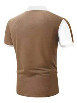 Manfinity Homme Men Color Block Striped Print Half Zip Polo Shirt