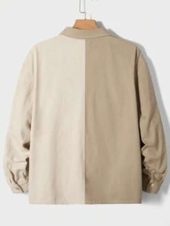 SHEIN Men Plus Cotton Two Tone Dual Pocket Denim Shirt Without Tee