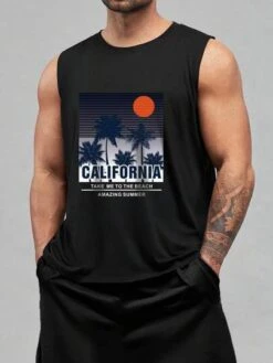 Manfinity Chillmode Men Tropical & Slogan Graphic Tank Top -Man Plus Fashion 1684205499c86e9ec7307938875c0c47104882a48b thumbnail 405x552