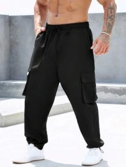 Manfinity Homme Men Flap Pocket Side Drawstring Waist Cargo Pants -Man Plus Fashion 168420555407fb9d86f2d669cb144d5fc592ca18a1 thumbnail 405x552