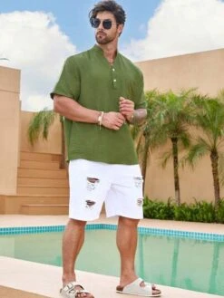 Manfinity RSRT Men Solid Half Button Pocket Patched Shirt -Man Plus Fashion 16843001092b9c189841868169815008f8c12f5c77 thumbnail 405x552