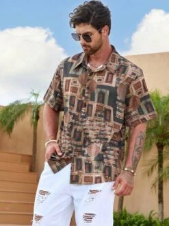 Manfinity Homme Men 1pc Geo Print Shirt -Man Plus Fashion 168447811092d6b3165dc45301b9071d8651821fef thumbnail 405x552