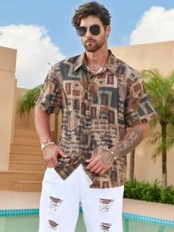 Manfinity Homme Men 1pc Geo Print Shirt -Man Plus Fashion 16844781134fd7a87c7a5e1de230a9e037faed13dd thumbnail 405x552