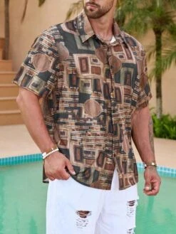 Manfinity Homme Men 1pc Geo Print Shirt -Man Plus Fashion 1684478115e435c2d68afd4a726fb451ee6ac603e4 thumbnail 405x552