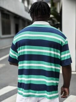 Manfinity Sporsity Men Striped & Letter Graphic Polo Shirt