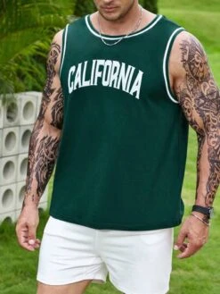 Manfinity Sporsity Men Letter Graphic Contrast Trim Tank Top -Man Plus Fashion 1684831210108cba76624c35e8f6a42210dabd3feb thumbnail 405x552