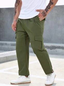Manfinity Homme Men Plus Flap Pocket Side Drawstring Waist Cargo Pants -Man Plus Fashion 16848433217ab7a5d9e59637267a5ea043e72544fb thumbnail 405x552