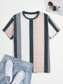 Manfinity Homme Men Striped Print Colorblock Tee -Man Plus Fashion 1684927983bfca991cc66cf884981f68b3b58679b3 thumbnail 405x552