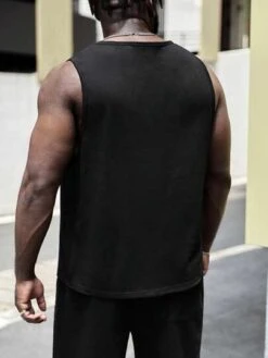 Manfinity Sporsity Men Cotton Basketball & Letter Graphic Tank Top