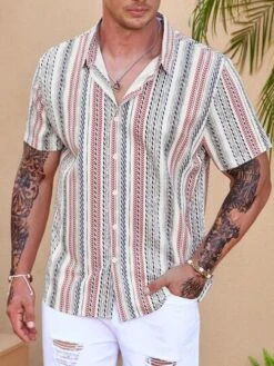 Manfinity RSRT Men Striped & Geo Print Shirt -Man Plus Fashion 16854409486195548c49c49b77713a8aa2e8cd7c59 thumbnail 405x552