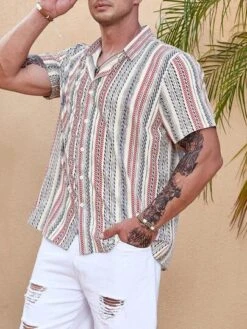 Manfinity RSRT Men Striped & Geo Print Shirt -Man Plus Fashion 1685440951584af735482045a13253e6fecad69094 thumbnail 405x552