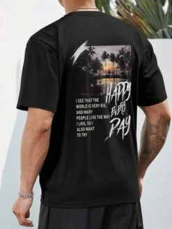 Manfinity Hypemode Men Tropical & Slogan Graphic Tee -Man Plus Fashion 16856227494adfe1bf2d0486724b3f252759e59ac1 thumbnail 405x552