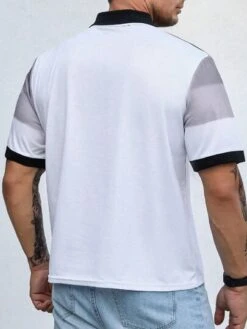Manfinity Homme Men Color Block Contrast Trim Polo Shirt