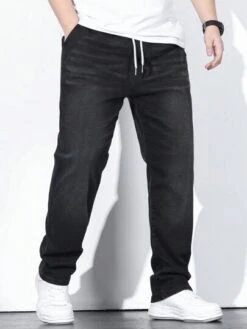Manfinity Homme Men Cotton Drawstring Waist Slant Pocket Jeans -Man Plus Fashion 168592846381e136dd1773ebeef2ff21f7bd535785 thumbnail 405x552