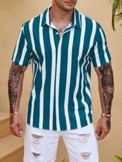 Manfinity Homme Men Striped Print Shirt Without Tee -Man Plus Fashion 1685945707f950326fd4aefb854b7c116fdb1086b7 thumbnail 405x552