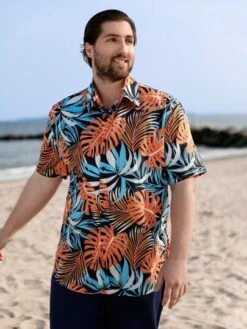 Manfinity Chillmode Men Plus Tropical Print Button Up Shirt -Man Plus Fashion 168595871281fb4e4ebd664f31c20adf6fdf0a8770 thumbnail 405x552