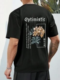 Manfinity Homme Men Floral & Slogan Graphic Tee -Man Plus Fashion 168604205318eb269804ddaaa7f06d83fabbc160be thumbnail 405x552