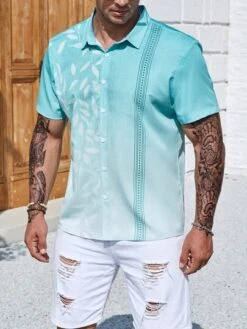 Manfinity Homme Men Plus Leaf Print Shirt -Man Plus Fashion 168604591400d4c406390a74aeb3e2a2340be28008 thumbnail 405x552