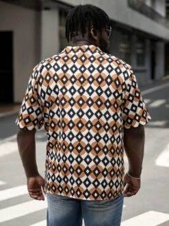 Manfinity RSRT Men Plus Argyle Print Shirt Without Tank Top