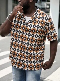 Manfinity RSRT Men Plus Argyle Print Shirt Without Tank Top -Man Plus Fashion 16862801928996788ca8da290d8af41758716c3438 thumbnail 405x552