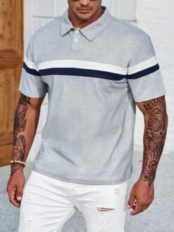 Manfinity Homme Men Plus Color Block Polo Shirt -Man Plus Fashion 1686291620dadac21cd4e308bff06bff92b2db5ca4 thumbnail 405x552