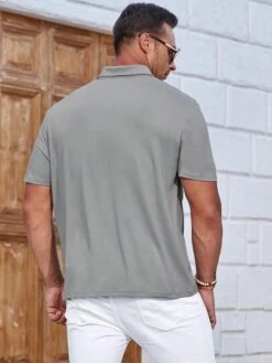 Manfinity Homme Men Quarter Zipper Polo Shirt