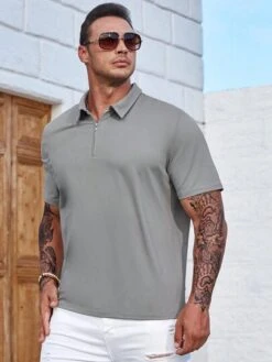 Manfinity Homme Men Quarter Zipper Polo Shirt -Man Plus Fashion 16862995014fda4b4feed89c41c7768d2184de5dc2 thumbnail 405x552