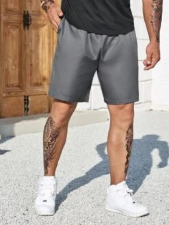 Manfinity Homme Men Slant Pocket Drawstring Waist Shorts -Man Plus Fashion 16865605171b0750f1fe564ab8f7d813794a36870c thumbnail 405x552